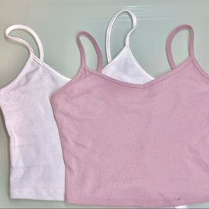 2 Pack White and Pink Cami Tank Tops